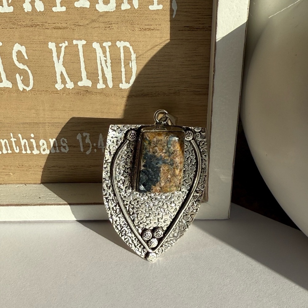 Handcrafted Silver Eudialyte Ethnic Necklace Pendant